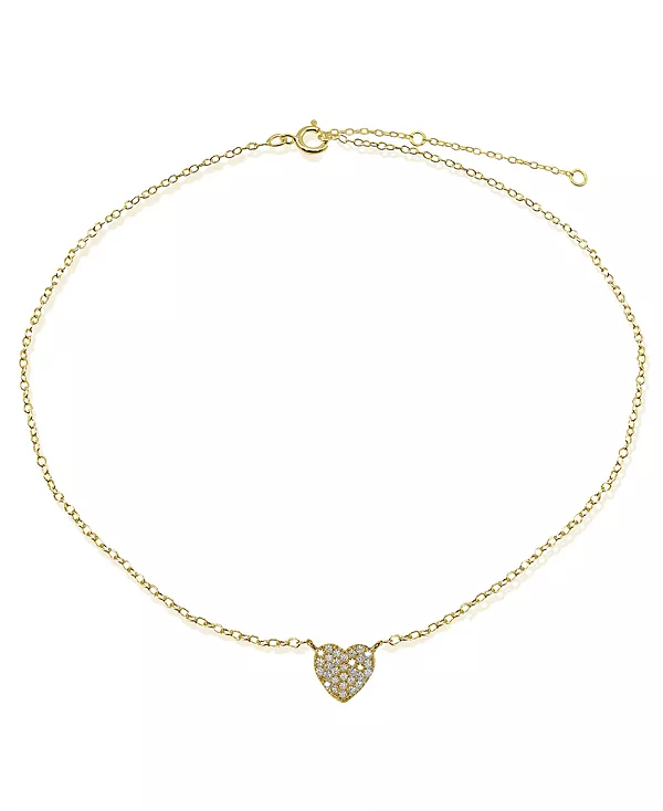 

Браслет на лодыжку в форме сердца с кубическими цирконами, позолоченный 18-каратным серебром Giani Bernini, yellow