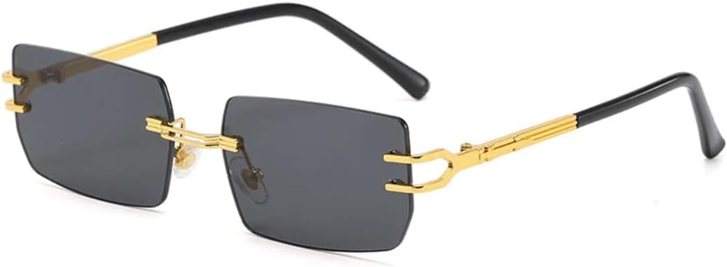 

Солнцезащитные очки без оправы, прямоугольной формы, роскошные, модные, унисекс, в металлической оправе, мужские, коричневые, с небольшим градиентом TKKTLLT, C4goldgrey