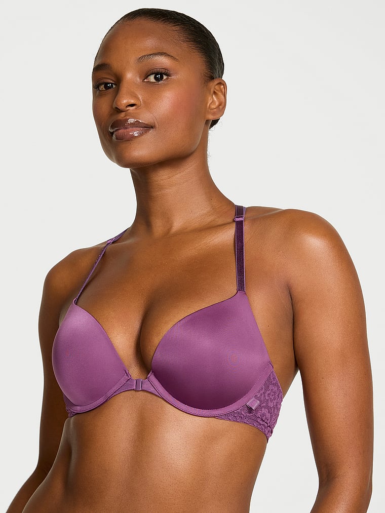 

Сексуальный гладкий бюстгальтер пуш-ап из кружева Victoria'S Secret, front close mauve mist