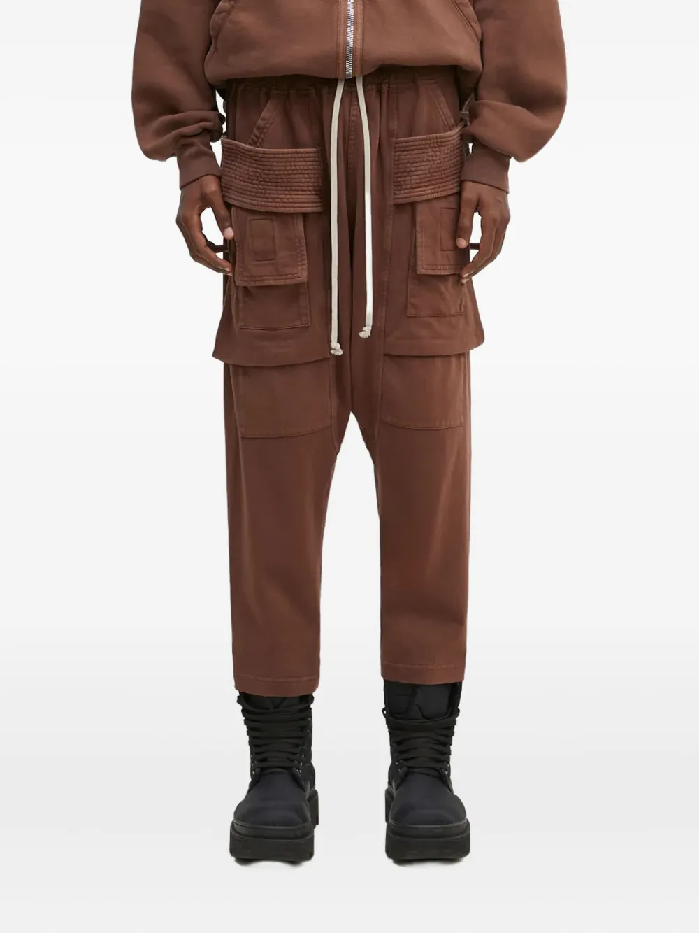 

Брюки с низким шаговым швом и карманами Rick Owens DRKSHDW, коричневый