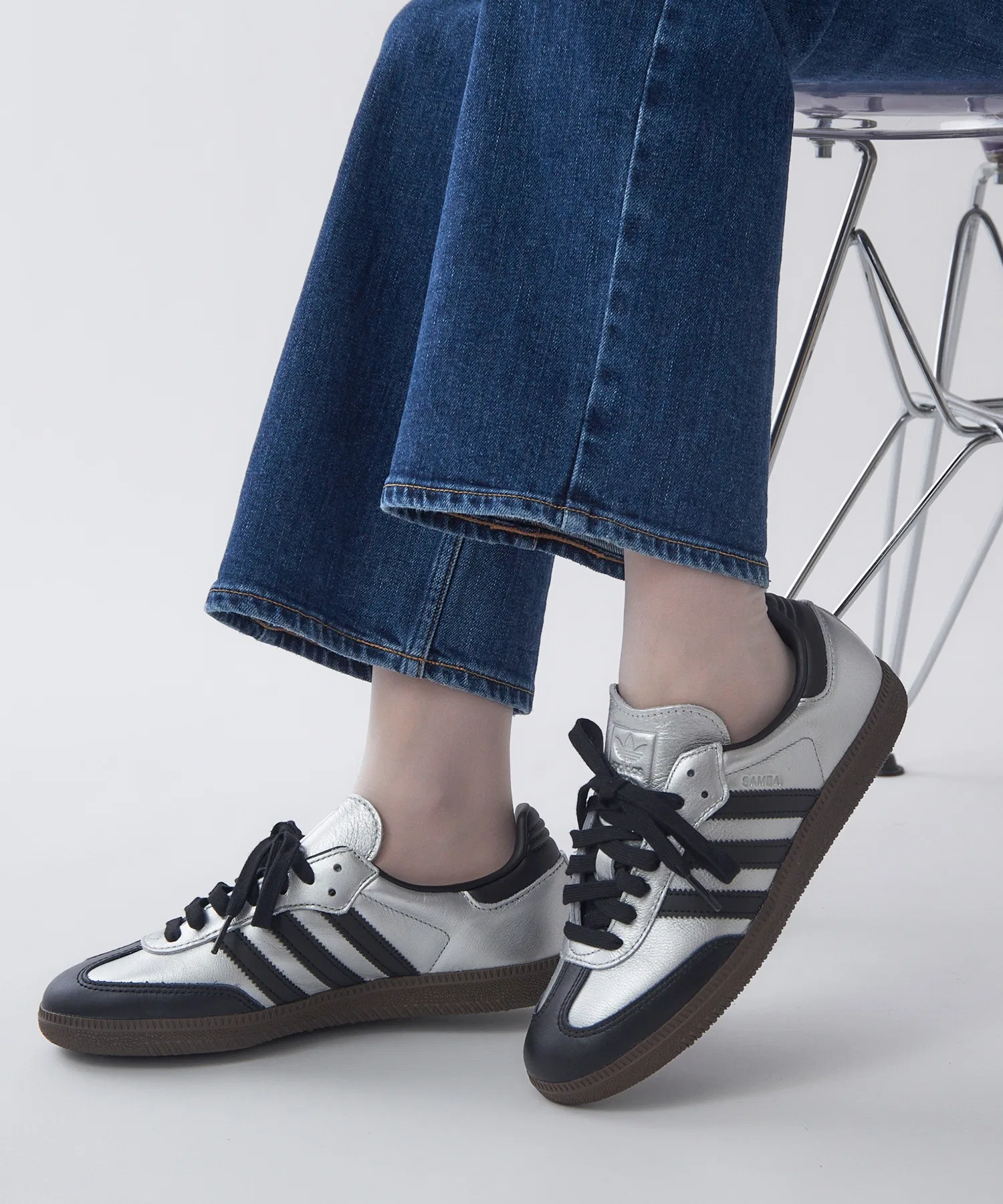 Унисекс кроссовки кожаные adidas Originals SAMBA OG серебристые