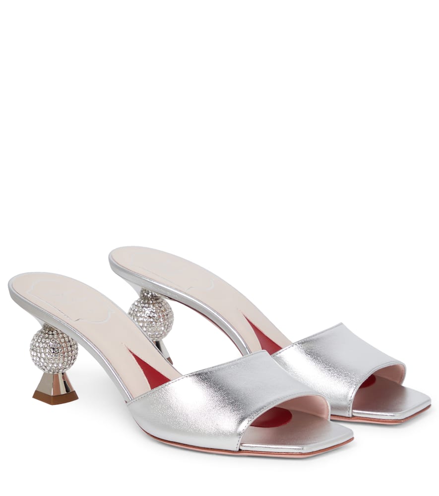 Вивие Марлен стразами кожаные сандалии Roger Vivier, Argento