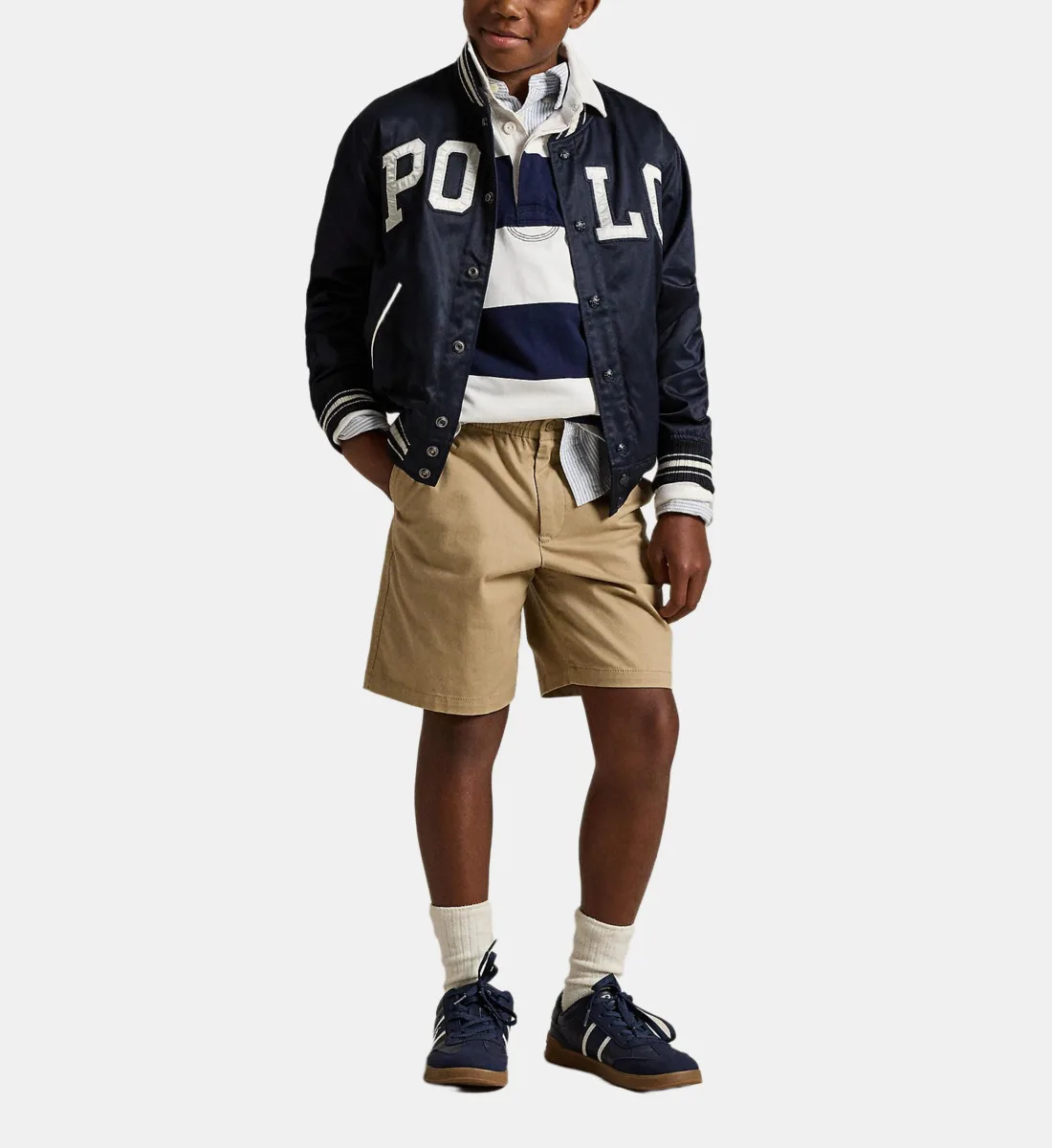 Поло в стиле регби с длинными рукавами в полоску из хлопка POLO RALPH LAUREN, синий — фото 3