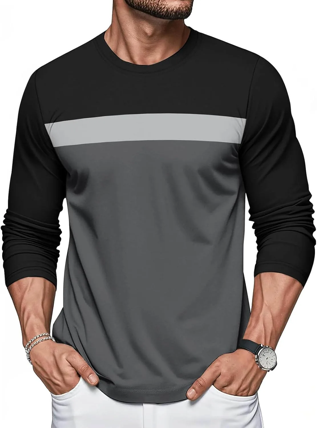 

Мужская футболка с длинным рукавом Color Block Xiaojmake