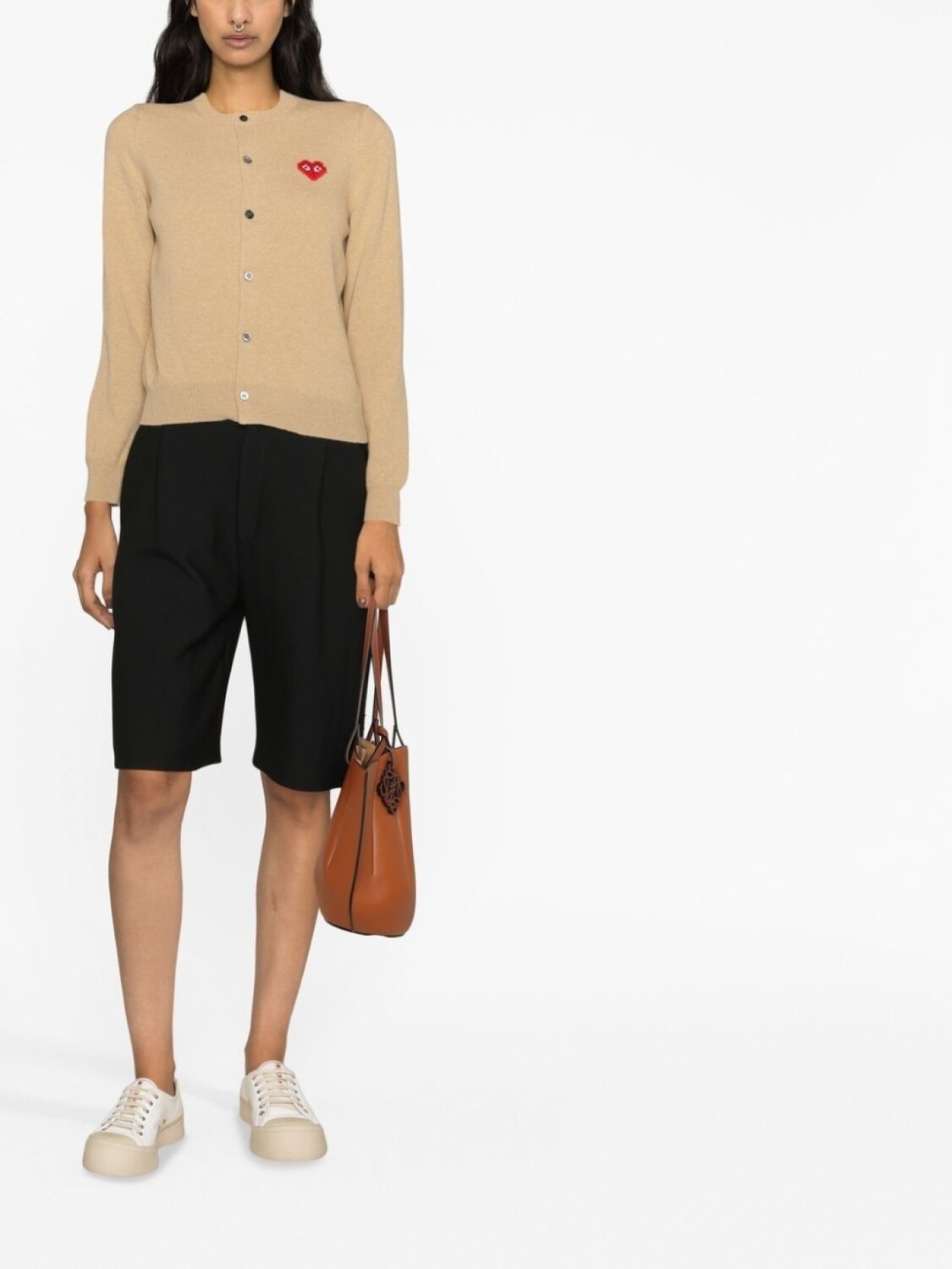 Comme Des Garçons Play кардиган с нашивкой, нейтральный цвет — фото 2