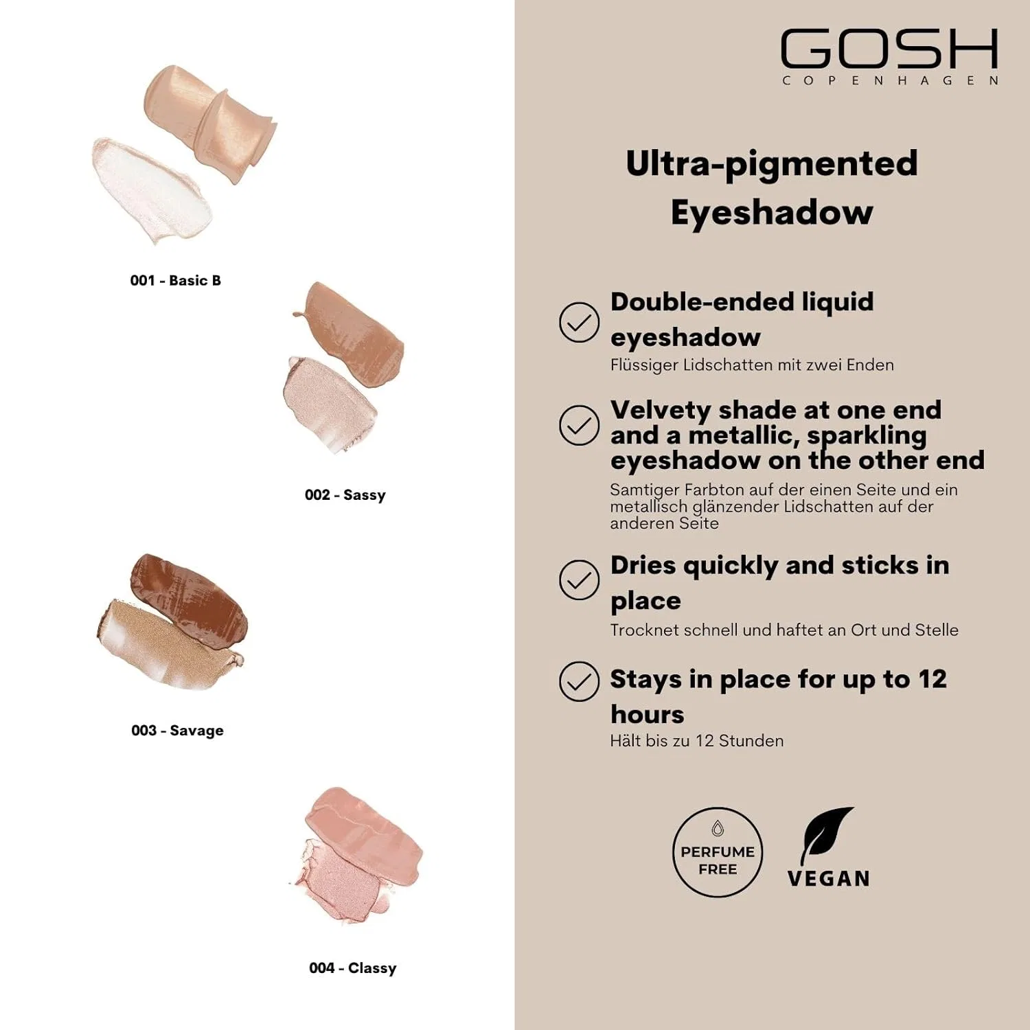 Двусторонние тени для век GOSH Eyeconic Eyeshadow 2-в-1 No brand, 001 Basic B — фото 2