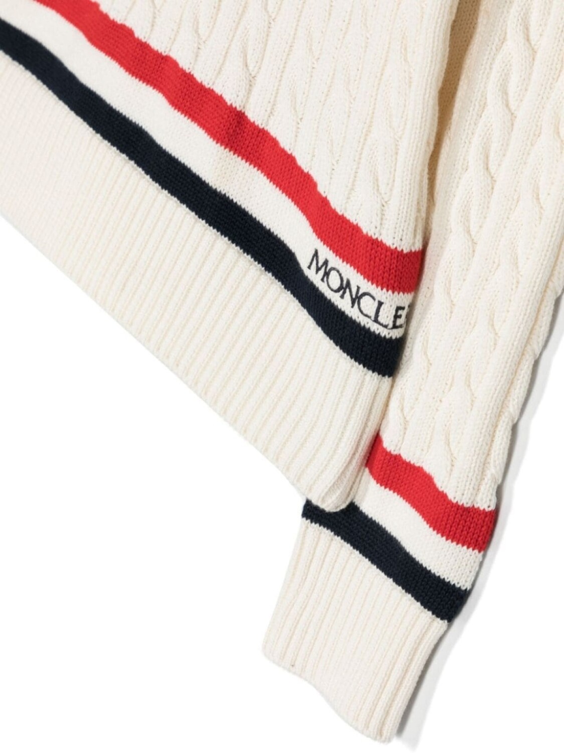Moncler Enfant джемпер фактурной вязки с V-образным вырезом, нейтральный цвет — фото 3