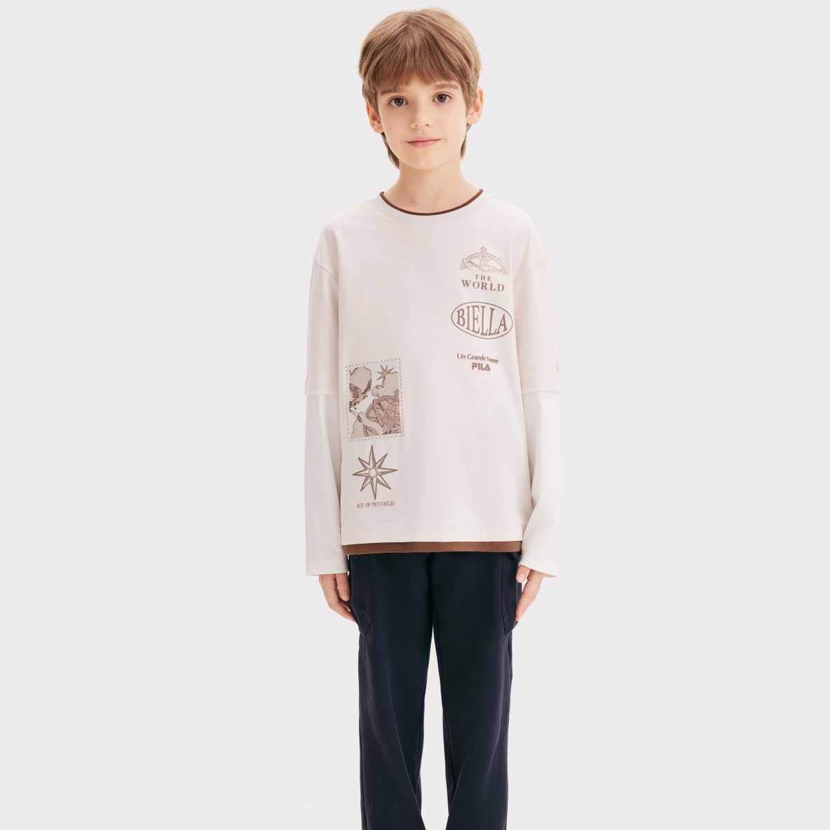 FILA KIDS Футболка heather gray light khaki для подростков — фото 3