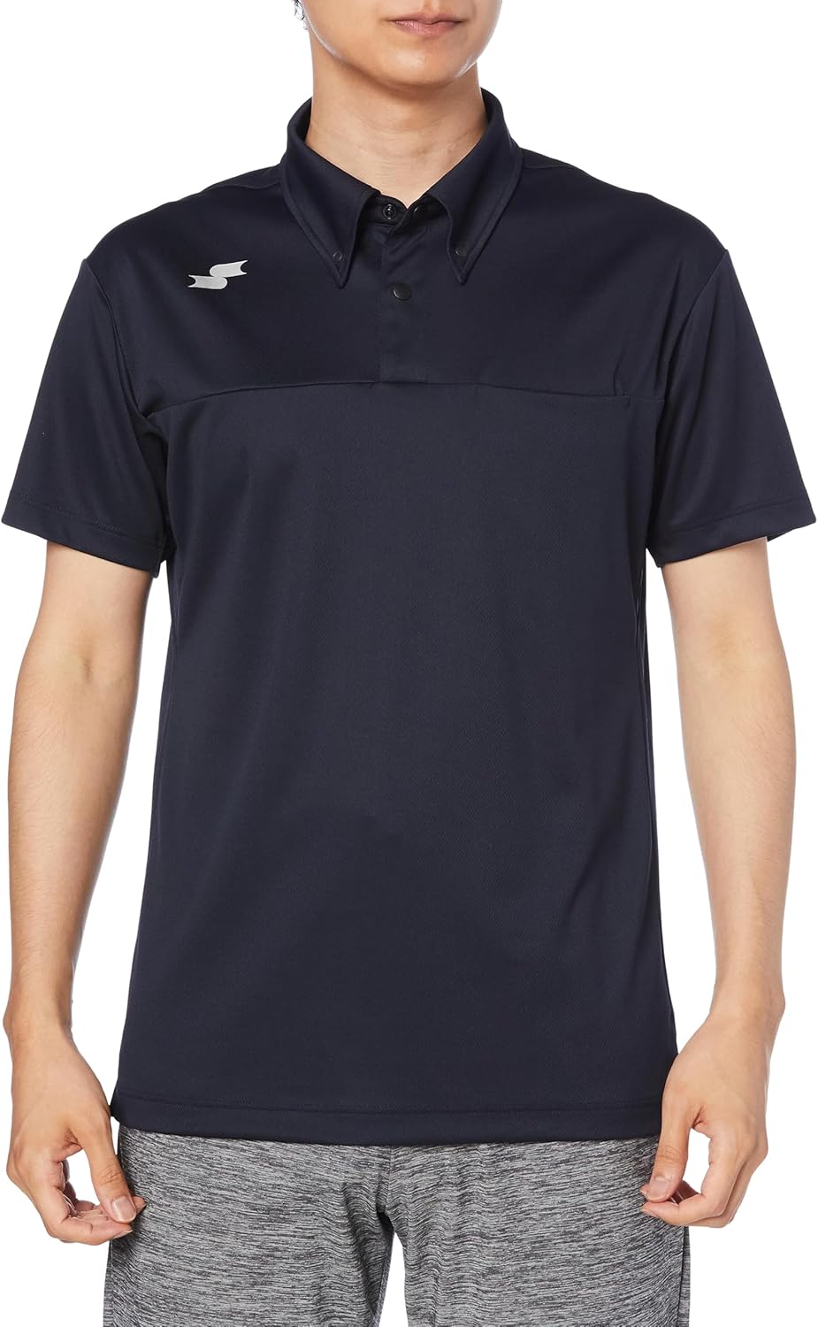 

Мужская поло-рубашка SSK с коротким рукавом, на пуговицах, однотонная (с левым нагрудным карманом), темно-синий