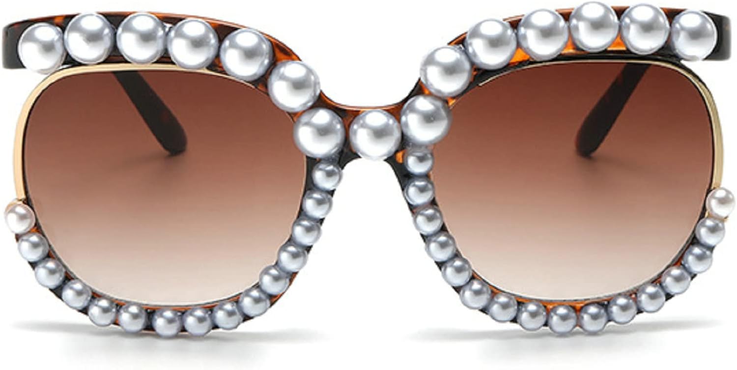 

Большие жемчужные солнцезащитные очки для женщин, роскошные винтажные квадратные солнцезащитные очки для вечеринок и фестивалей, круглые, блестящие солнцезащитные очки UV400 mincl, Leopard