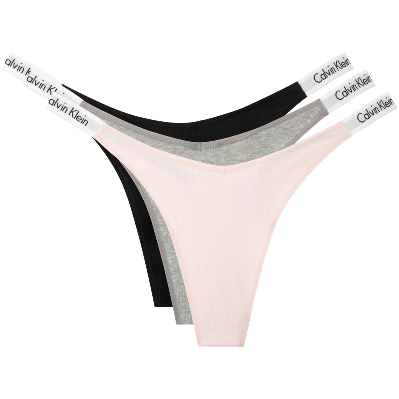 Женские трусы 3 штуки Calvin Klein, черный/серый/розовый — фото 4