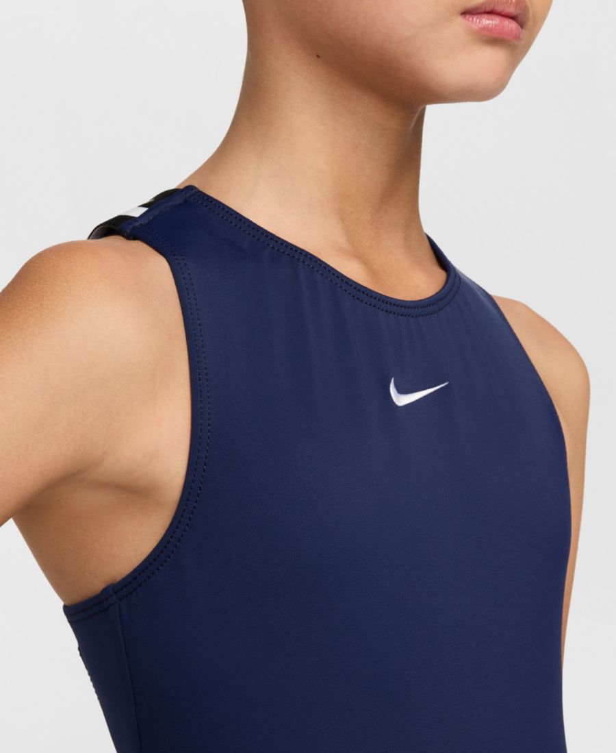Гимнастический купальник Nike для девочек 7-16 лет, темно-синий, с бретелями Nike Gymnastics, Navy — фото 4