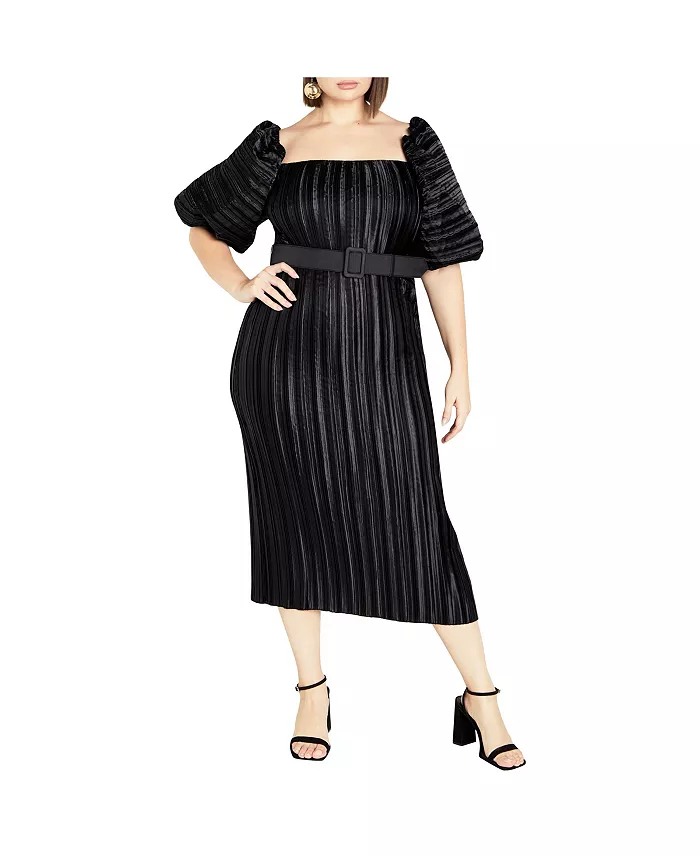 

Платье с плиссировкой Krista Plus Size CITY CHIC, черный