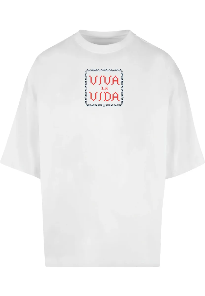 

Футболка Merchcode "Мужская футболка Merchcode Frida Kahlo - Pixels viva la vida Huge Tee", белый