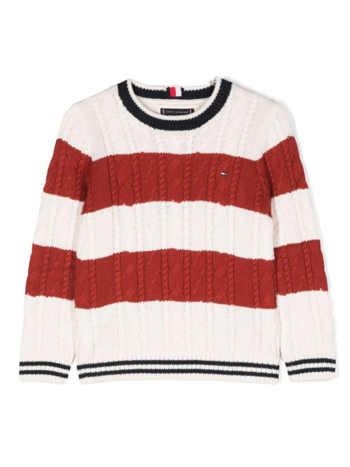 Полосатый джемпер фактурной вязки Tommy Hilfiger Junior, белый