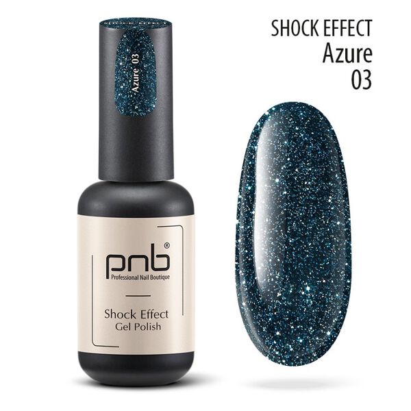 

Гибридный светоотражающий лак 03 лазурно-зеленый, 8 мл Pnb Shock effect, цвет 03 azure