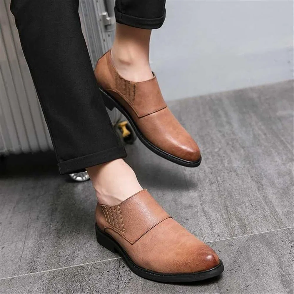 Туфли кожаные мужские на скользящей подошве Formal Shoes, коричневый UOPYNE — фото 3