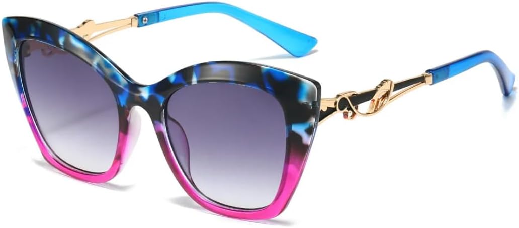 

Винтажные элегантные женские солнцезащитные очки с металлическими вставками в стиле ретро «кошачий глаз» с защитой от УФ-излучения UV400 и большой оправой для путешествий UATXTAU, Blue Plum