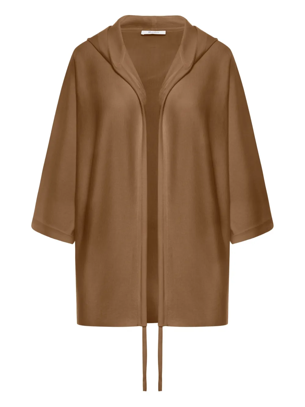 

Шерстяное пальто-кардиган с капюшоном MAX MARA, коричневый