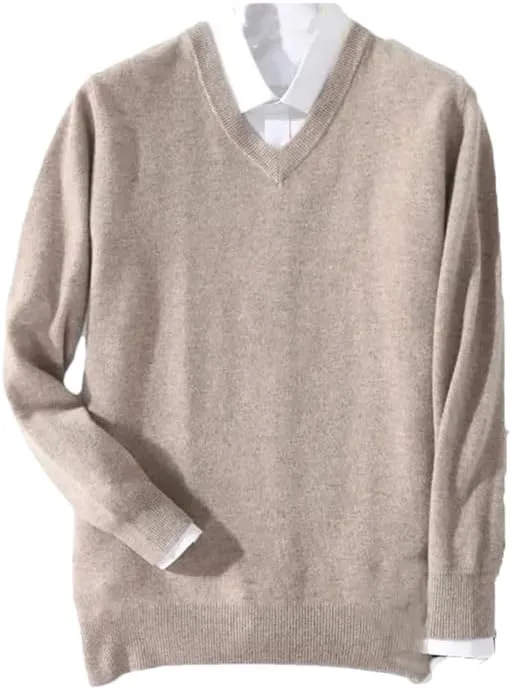 

Мужской свитер из кашемира с V-образным вырезом и длинными рукавами