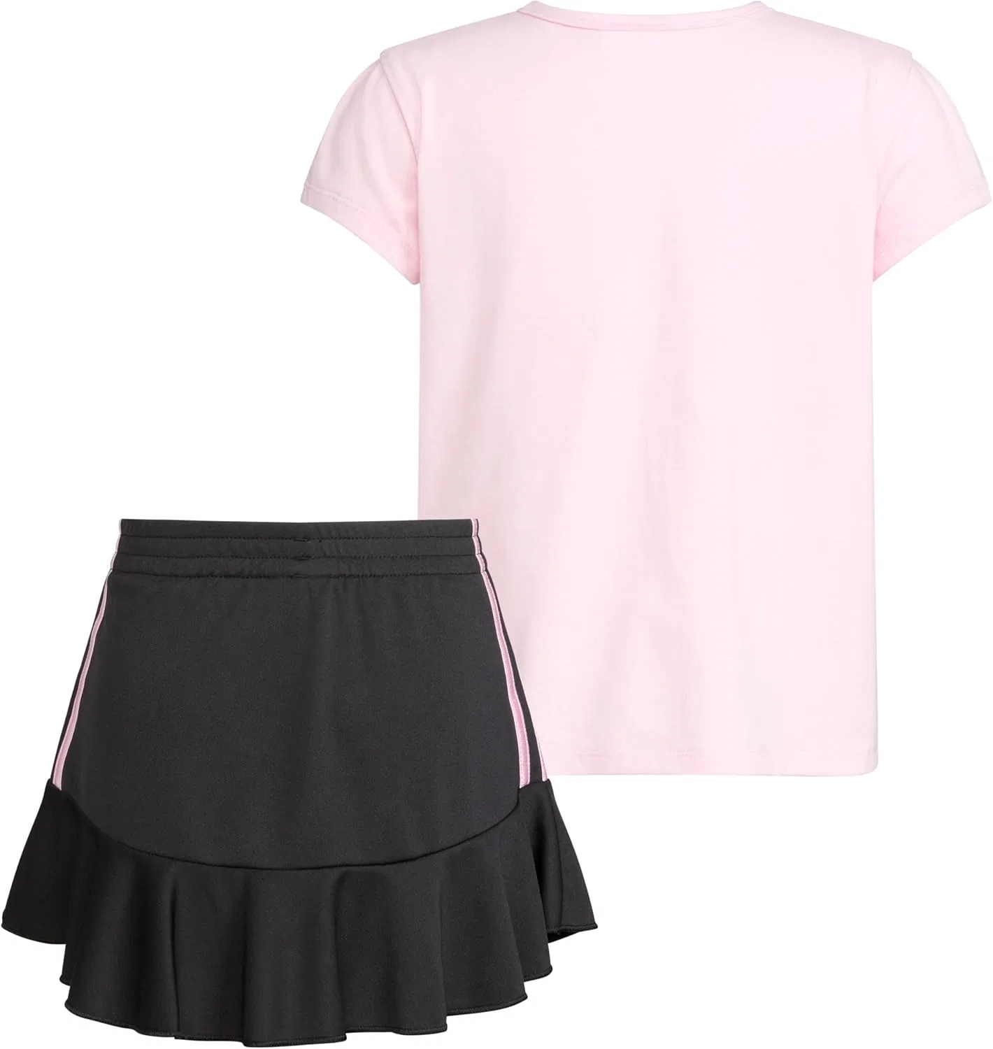 Детский комплект из футболки и юбки-шорт adidas, Light Pink & Black — фото 2