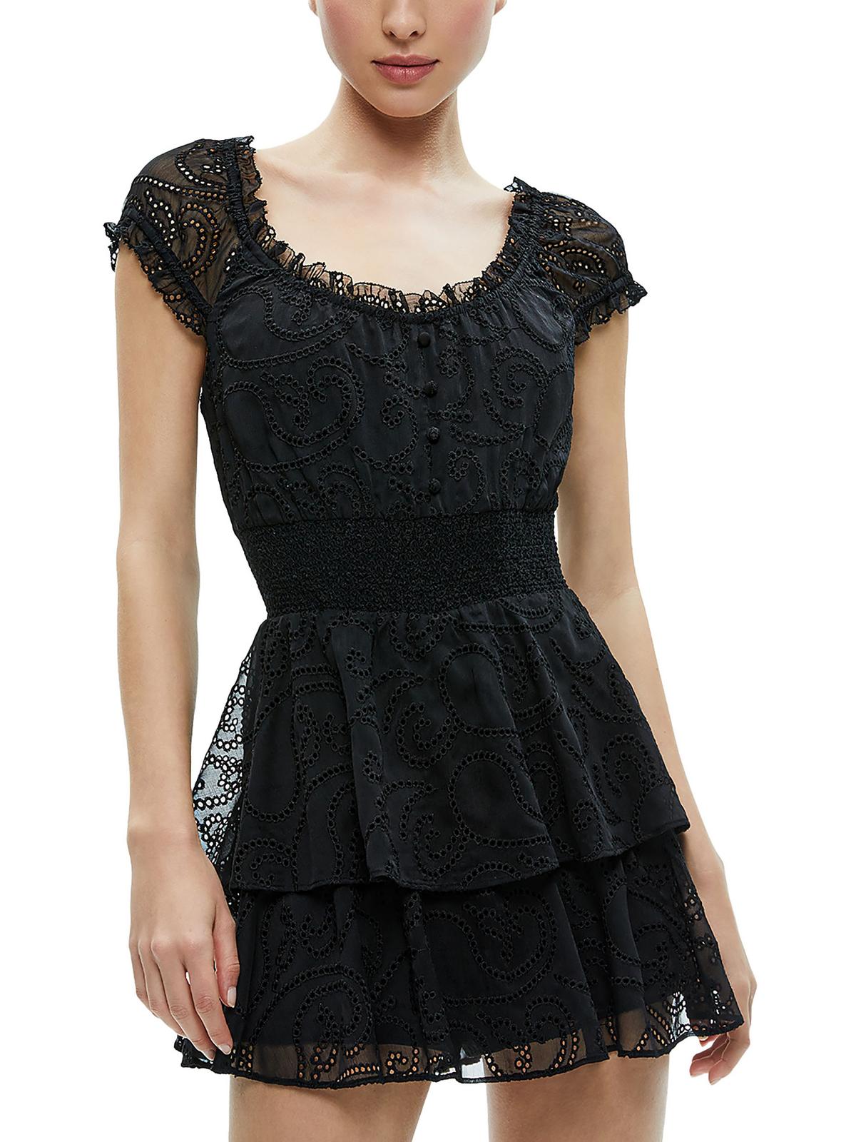 

Женский комбинезон Gracie с ярусами и сборками Alice and Olivia, черный