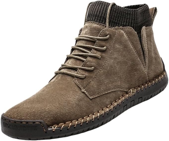 

Мужские повседневные кожаные туфли, ботинки Чукка до щиколотки, слипоны, легкие лоферы, средние по высоте, для ходьбы и вождения Hhhchpm, хаки