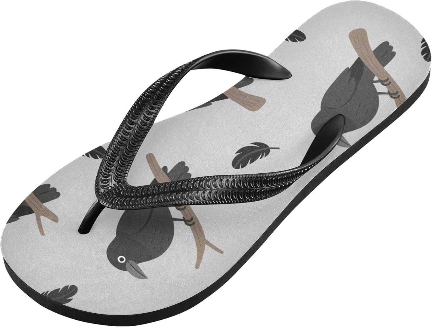 

Женские пляжные летние повседневные шлепанцы с милым рисунком птицы, вороны, перо, черные, быстросохнущие сандалии-тапочки для мужчин A2301301 Umiriko