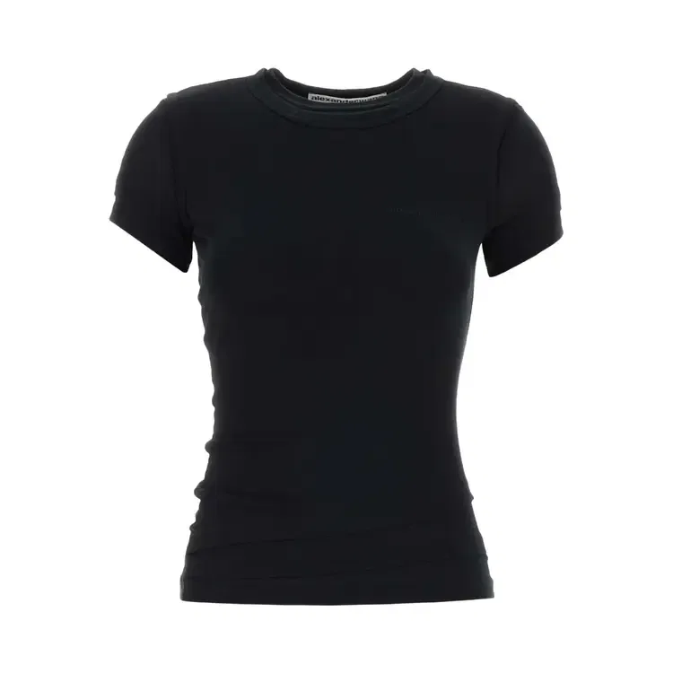 Многослойный топ с короткими рукавами от Alexander Wang, черный