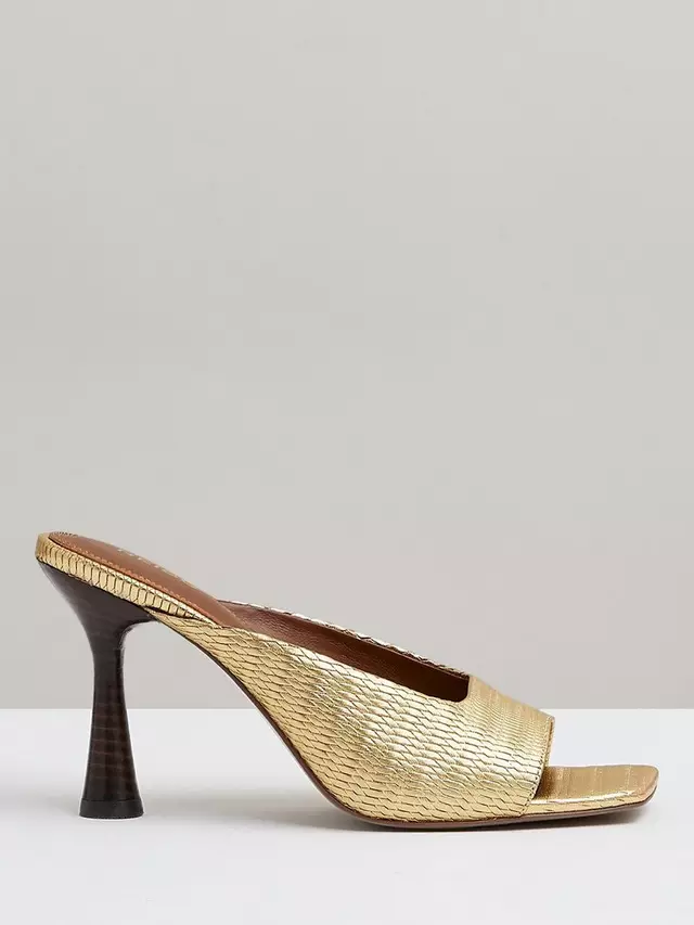 Мюли Reiss Justine Metallic Leather Heeled, золотой
