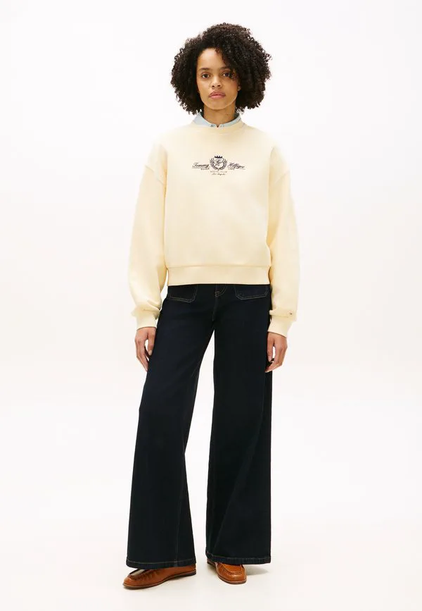 Толстовка из махровой ткани с вышивкой в виде герба Tommy Hilfiger, Country Ivory — фото 2