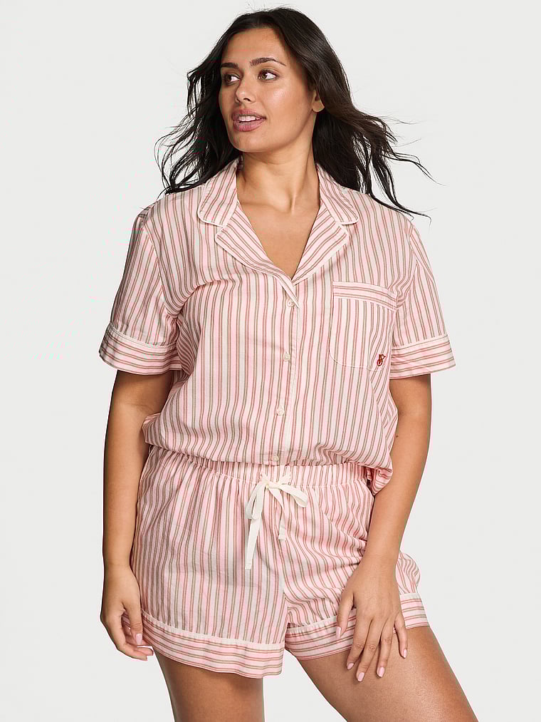 

Короткий пижамный комплект из хлопка Heritage Victoria'S Secret, coconut white/lipstick cottage stripe
