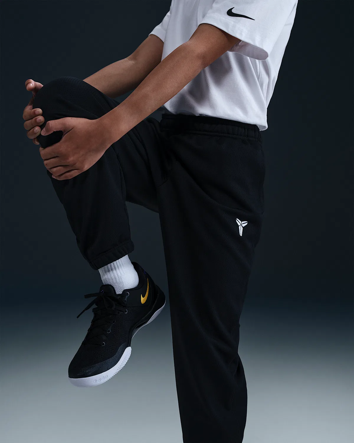Большие детские штаны Therma-FIT Kobe, Black/Black/White — фото 2