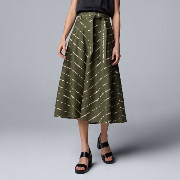 

Женская длинная юбка с поясом Simply Vera Vera Wang, цвет green dye stripe