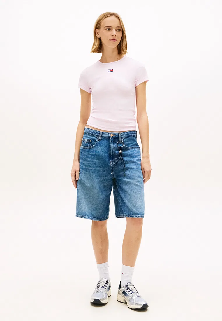 Топ женский, ribbed slim, Tommy Jeans Tommy Hilfiger, розовый — фото 4
