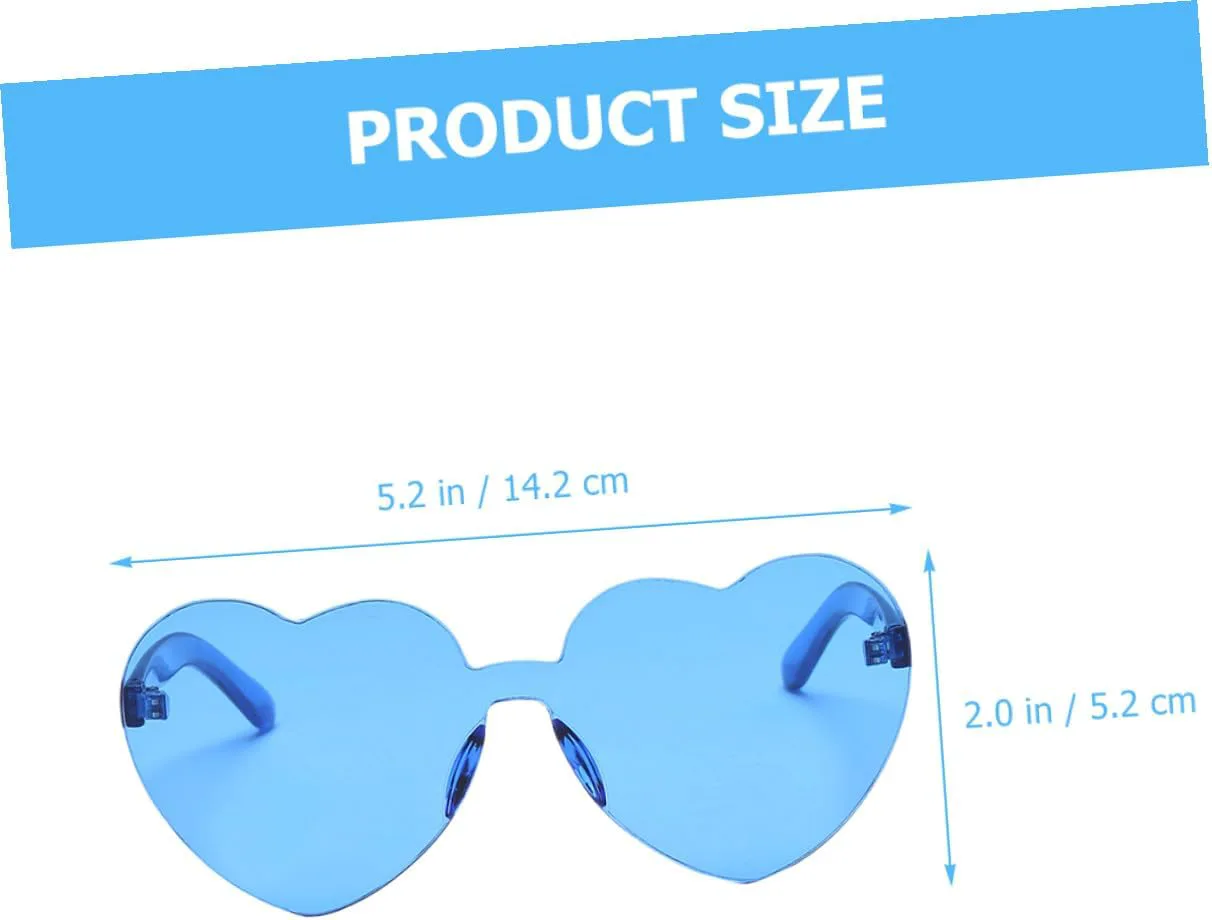 

BESPORTBLE 4 шт. Солнцезащитные очки в форме сердца, без оправы, желейная оправа, модные женские очки для пляжной вечеринки, девичника, путешествий. Аксессуары, Blue