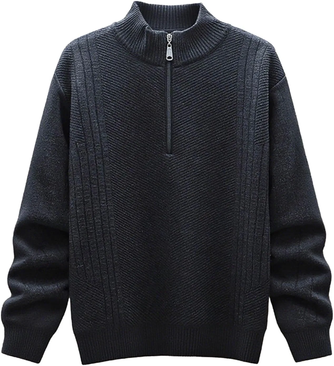 

Мужской полузастегивающийся свитер с воротником стойкой, утепленный флисом Cambkatl