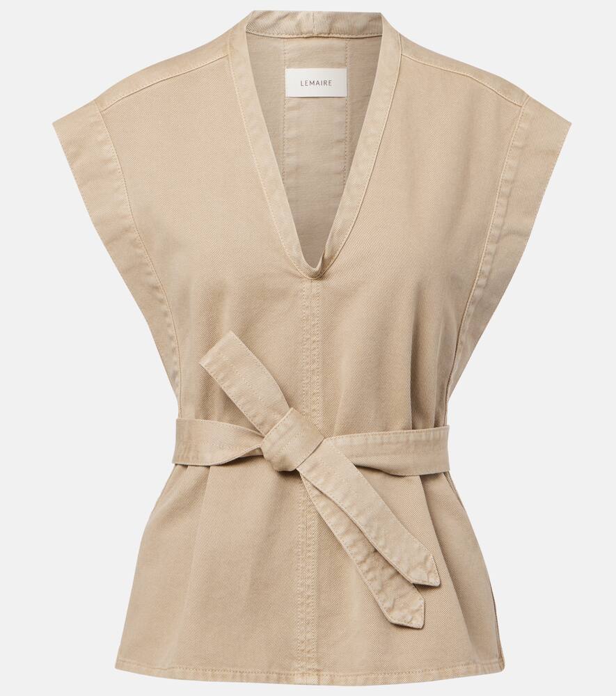 

Хлопковый джинсовый жилет с поясом Lemaire, Natural Beige