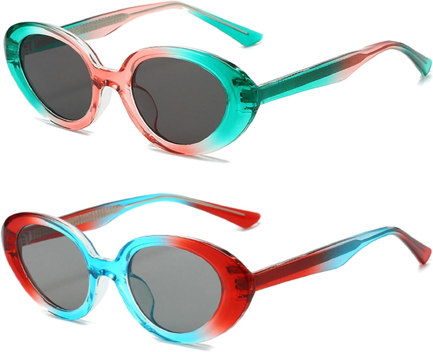 

Винтажные солнцезащитные очки «кошачий глаз» для женщин, солнцезащитные очки с радужным градиентом, модные в 90-х, для путешествий и вождения, солнцезащитные очки UV400 mincl, 2pcs-green Gray&red Gray