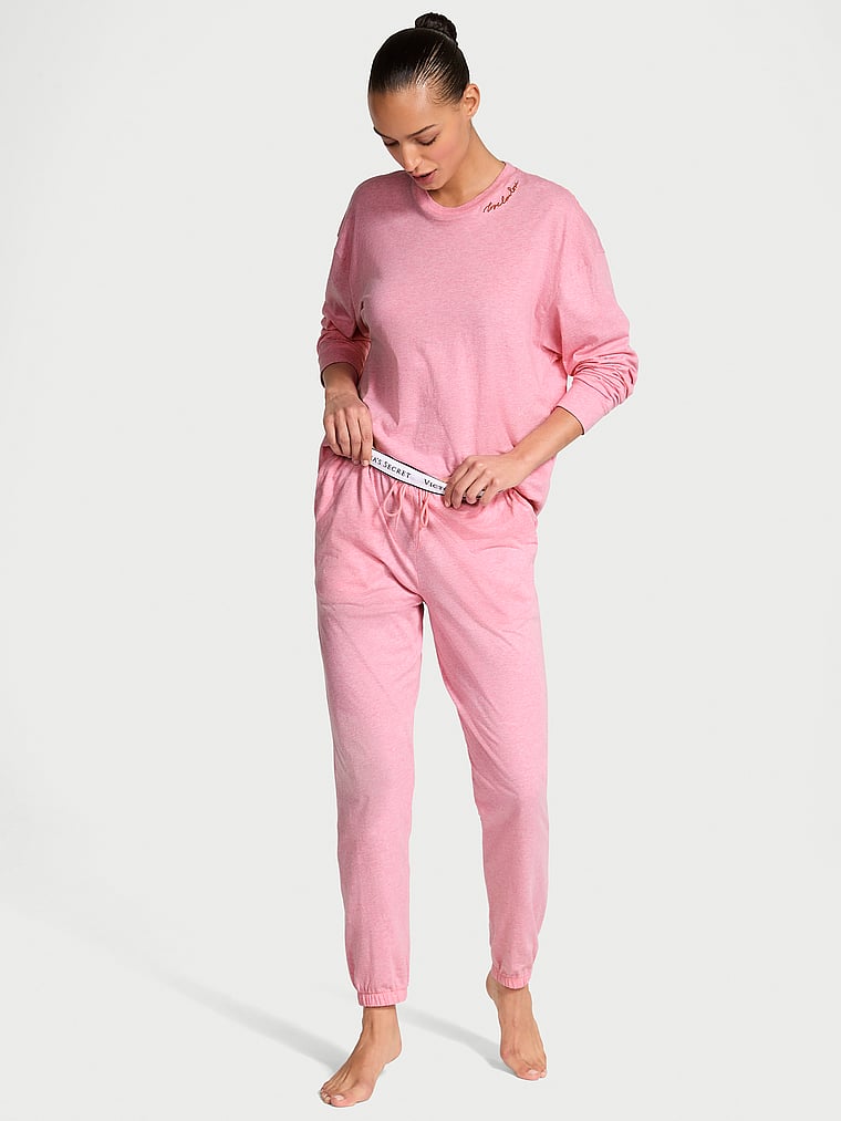 

Длинный пижамный комплект из 100% хлопка Victoria'S Secret, розовый
