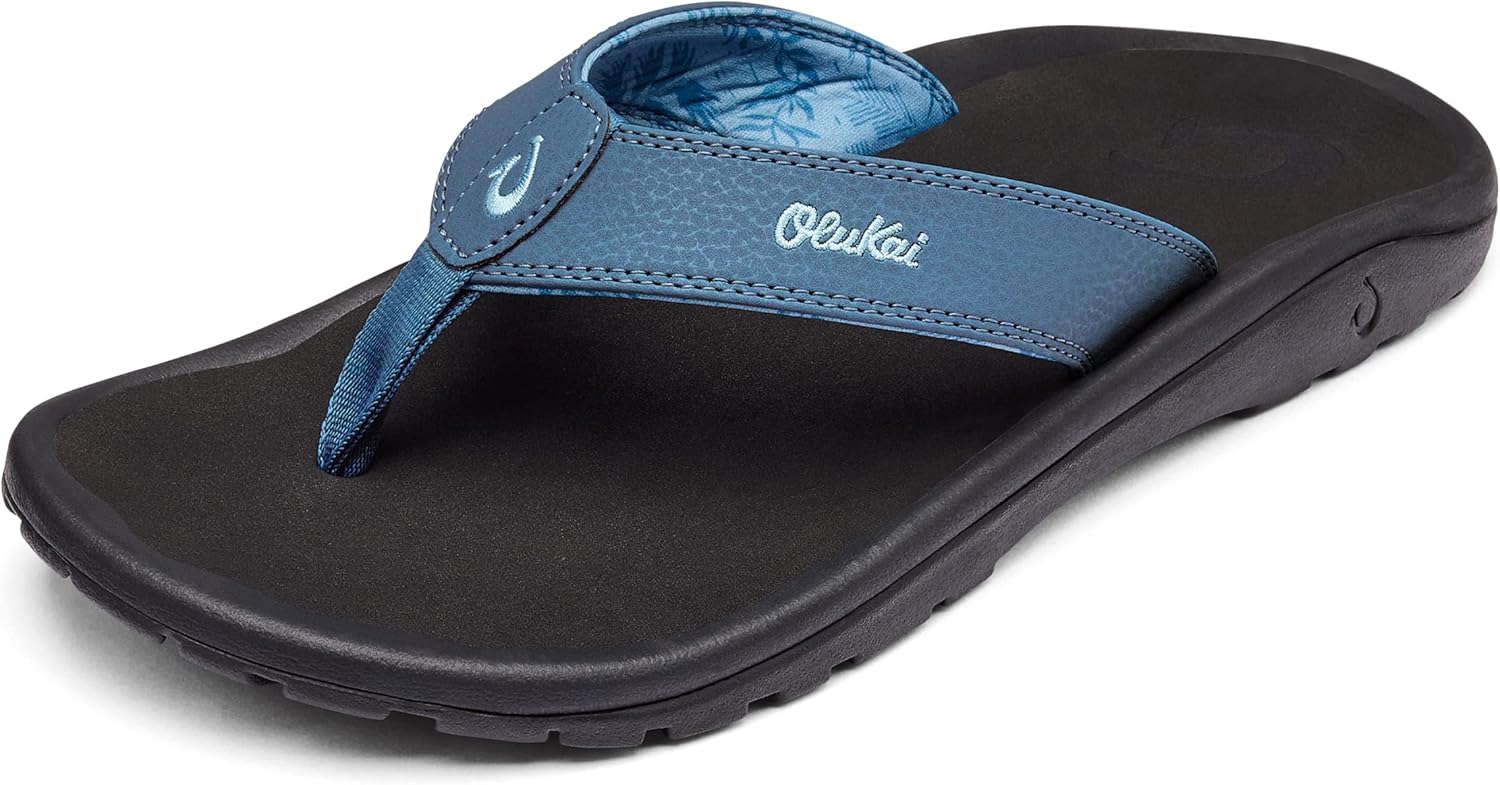 

Мужские пляжные сандалии OLUKAI Ohana, водонепроницаемые шлепанцы, поддержка свода стопы и комфортная посадка, легкие и прочные, улучшенное сцепление и устойчивость, черный/синий