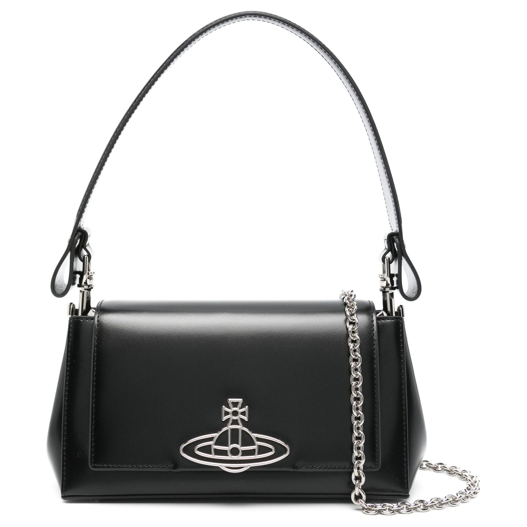 

Vivienne Westwood Хакиловая кожаная сумка через плечо среднего размера женская черная