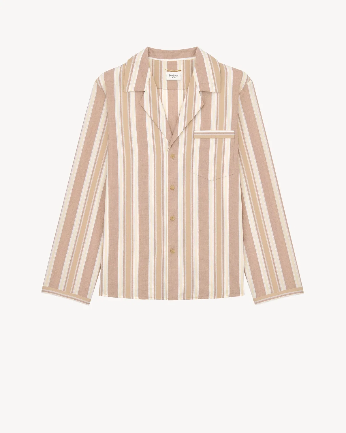 Пижамная рубашка из полосатого хлопка SAINT LAURENT, коричневый