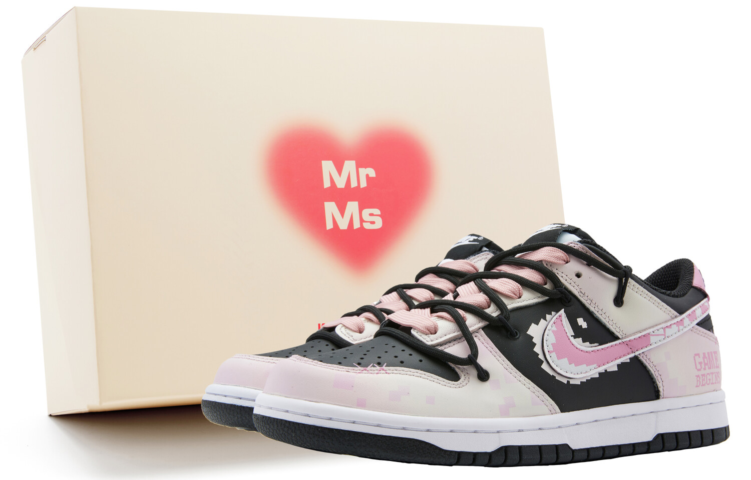 

Кроссовки Nike Dunk Skateboarding Shoes Women's Low-top Black/pink/white, черный/розовый