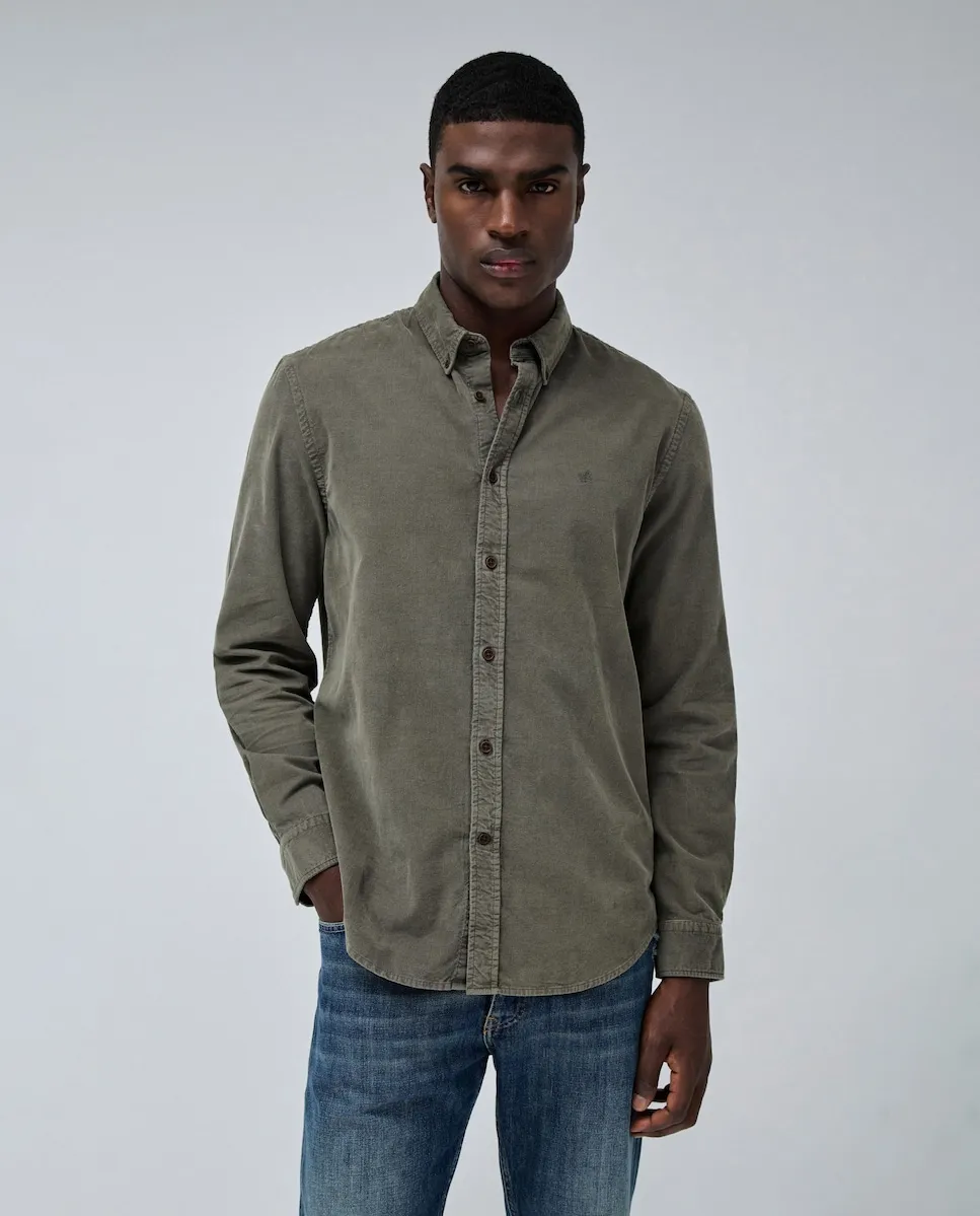 

Мужская приталенная рубашка из вельвета Salsa Jeans, зеленый