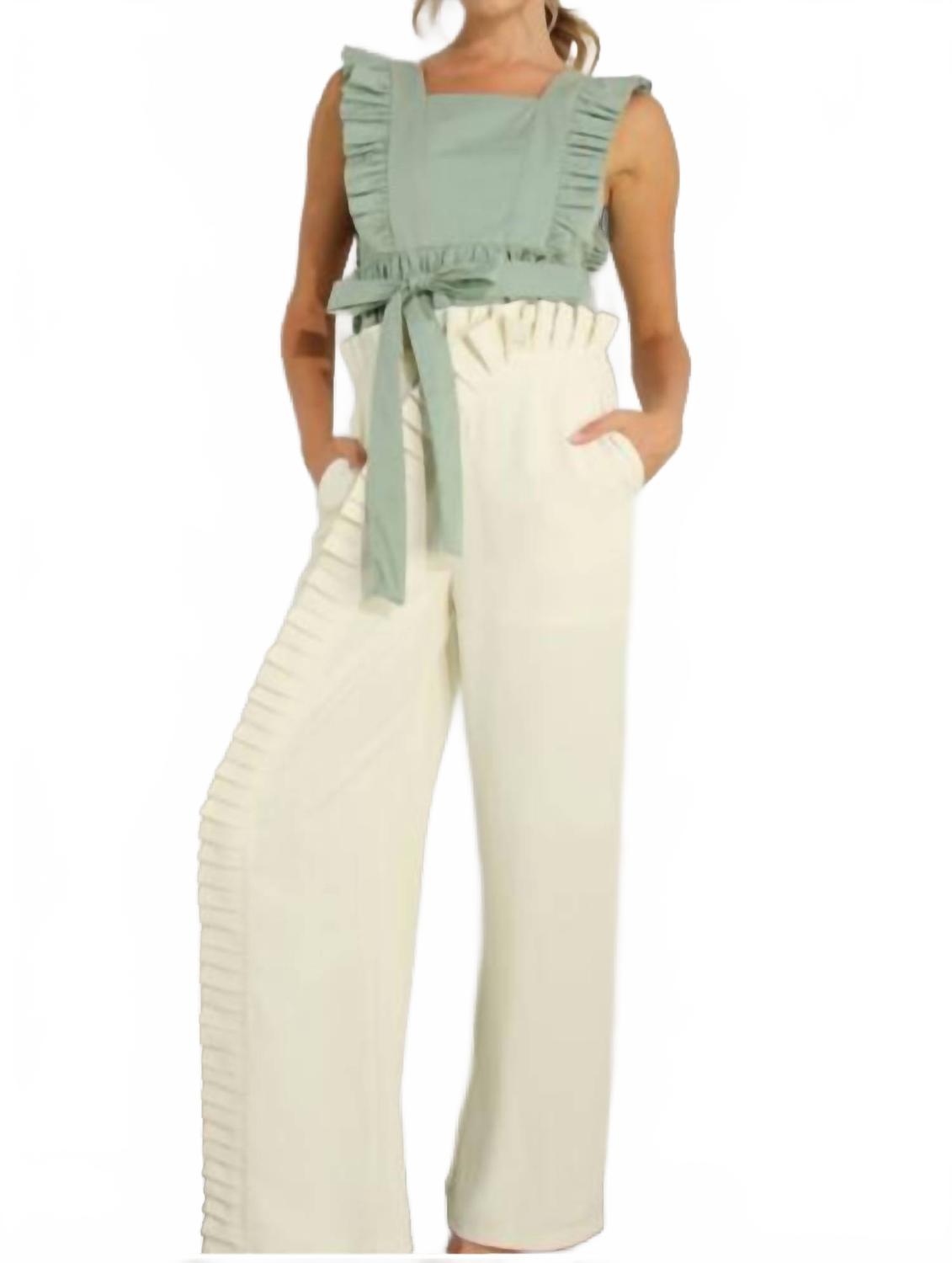 

Кремовые брюки с плиссировкой и эластичным поясом Mulla