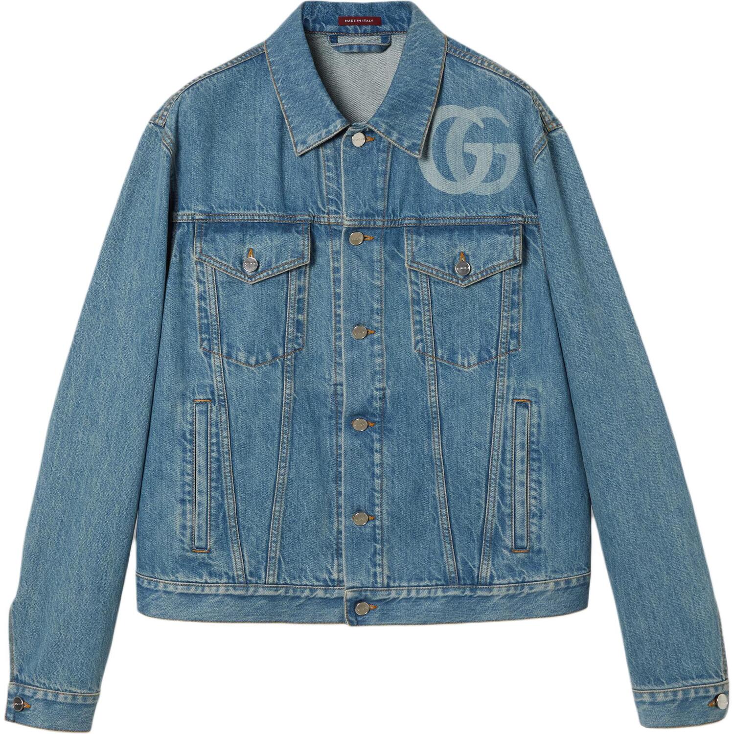 GUCCI Джинсовая куртка с воротником и пуговицами, Blue — фото 3