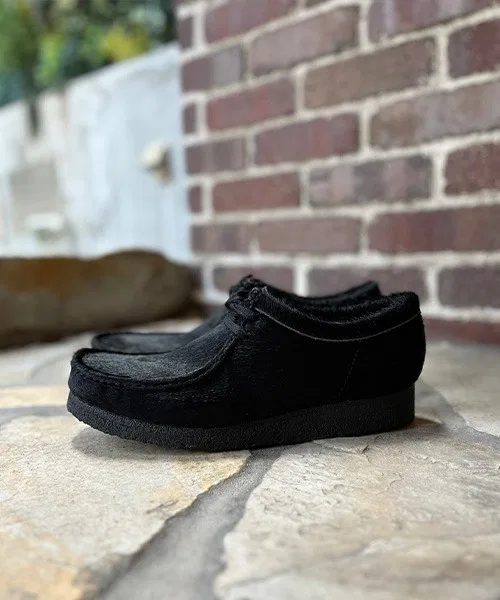Мужские мокасины из кожи Clarks Wallabee чёрные — фото 2