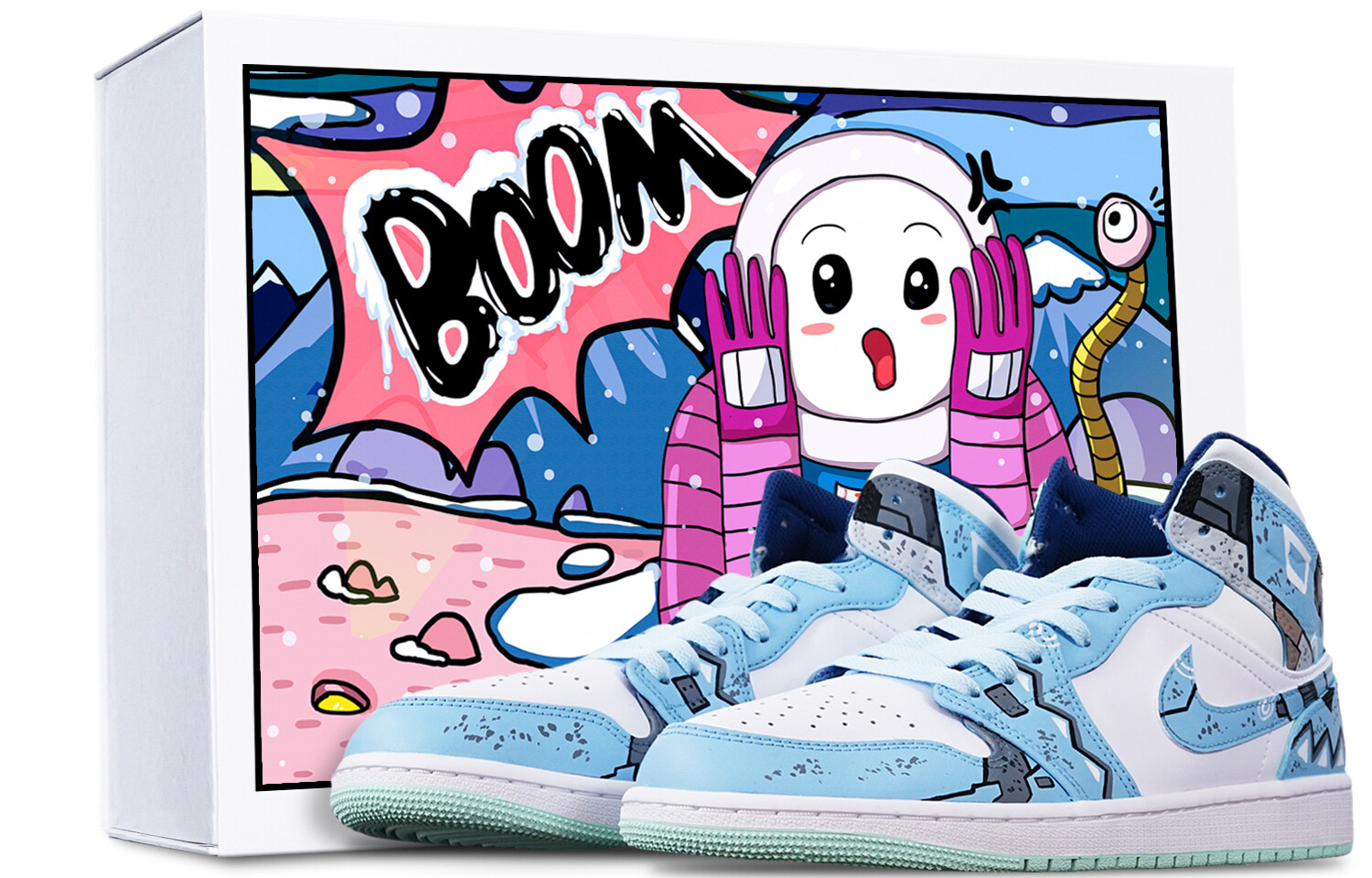

Кроссовки Air JORDAN 1 Vintage Basketball Shoes Men High-Top Blue White