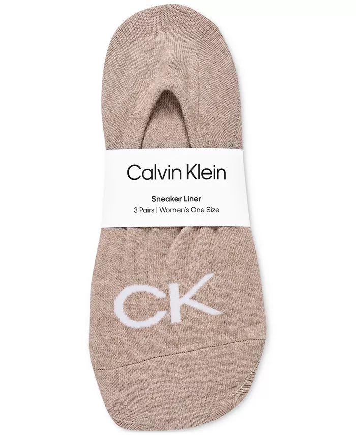 

Женские носки с логотипом, 3 пары, вязаные Calvin Klein, коричневый/бежевый